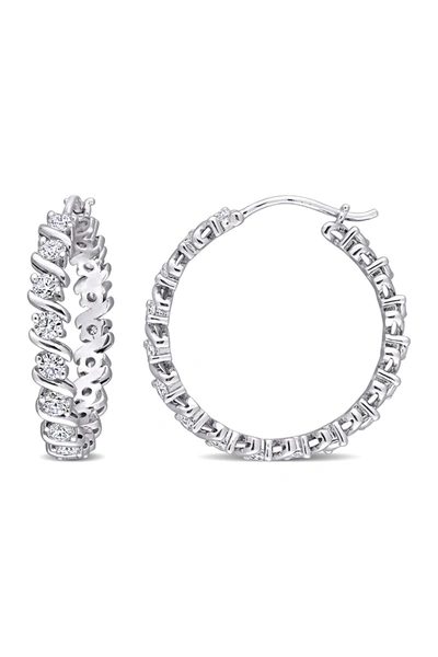 Delmar Lab Created Moissanite Hoop Earrings In White