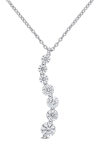 Delmar Sterling Silver Created Moissanite Journey Pendant In White