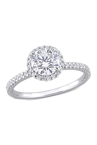 Delmar Lab Created Moissanite Halo Ring In White