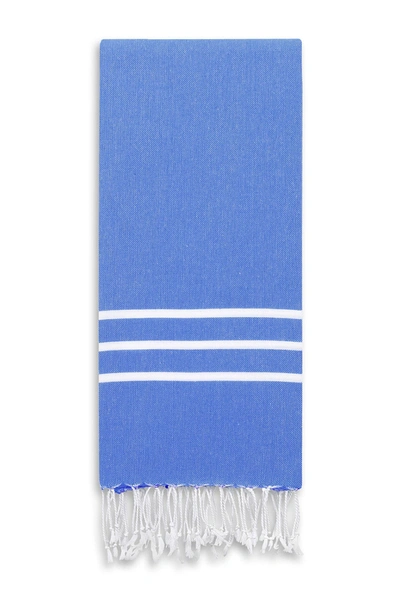 Linum Home 100% Turkish Cotton Alara Pestemal Beach Towel In Royal Blue / White