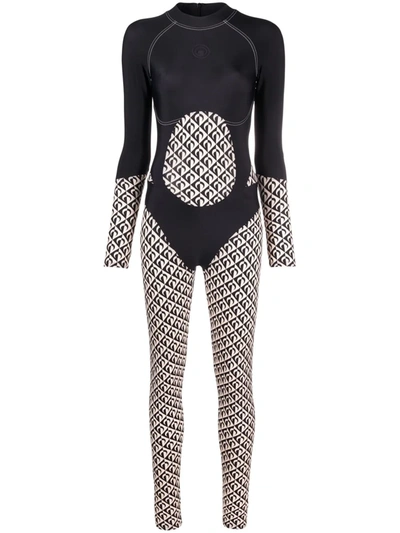 Marine Serre Pandora Moon Print Body-con Catsuit In Neutrals