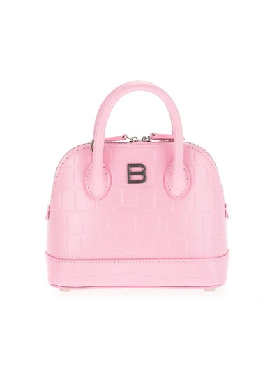 Balenciaga Ville Xxs Crocodile Print Bag In Pink