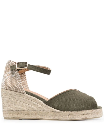Castaã±er Carol Canvas Wedge Espadrilles In Green