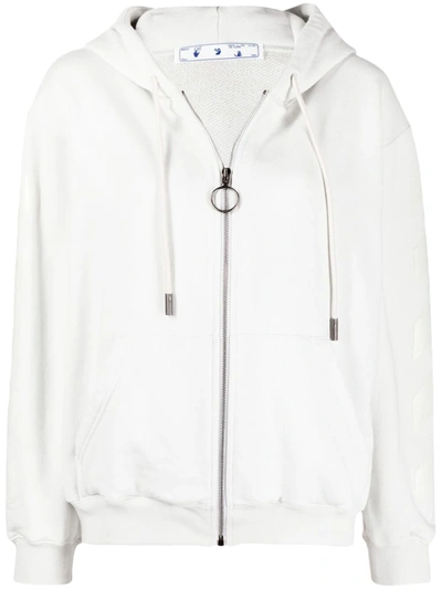 Off-white Arrow-print Zipped Hoodie In White