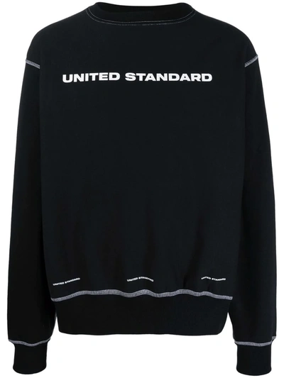 United Standard Logo-print Contrast-stitch Sweatshirt In Black