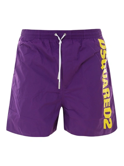 Dsquared2 Logo Swim Shorts In Purple In Pink & Purple