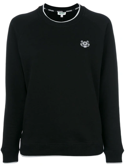 Kenzo Tiger Detail Cotton Sweatshirt In Black