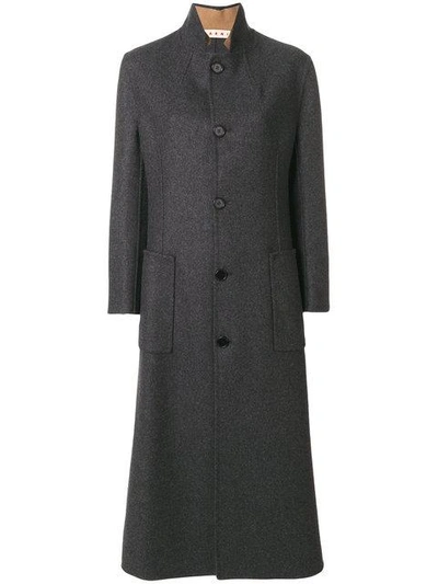 Marni Single Breasted Long Coat In Grigio