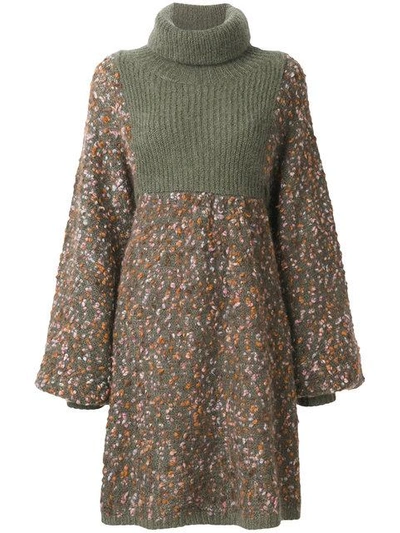 Chloé Chloe Multicolor Chunky Turtleneck Dress In Nr2za Multi Brown