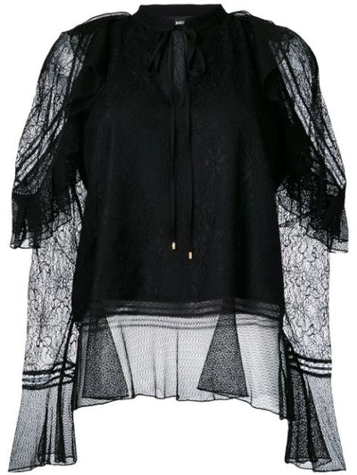 Just Cavalli Lace Overlay Blouse In Black