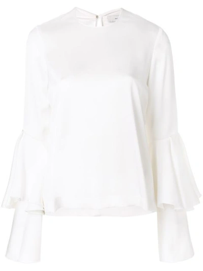 Galvan Bell-sleeve Crepe-back Satin Blouse In White