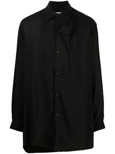 Yohji Yamamoto Asymmetric Tencel™ Shirt In Schwarz