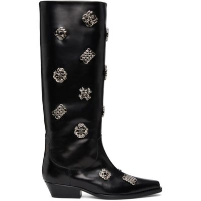 Toga Black Embellished Tall Boots