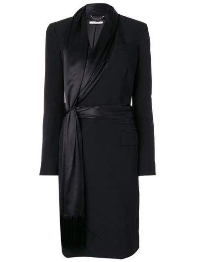 Givenchy Asymmetric Scarf Trim Coat In Black