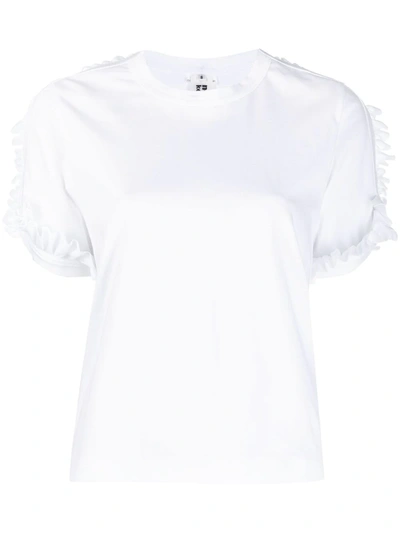 Comme Des Garçons Ruffle-trim Cotton T-shirt In White