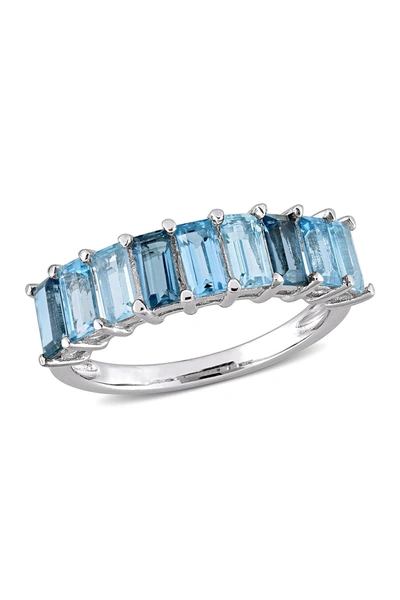 Delmar Sterling Silver Blue Topaz Baguette Ring