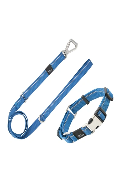 Pet Life 'advent' Outdoor Series 3m Reflective 2-in-1 Durable Martingale Training Dog Leash & Collar In Blue