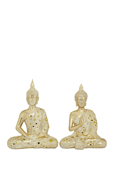Willow Row Gold Polystone Sitting Buddha Sculptures