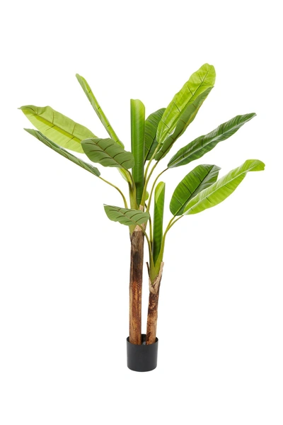 Willow Row Green Faux Foliage Banana Leaf Artificial Tree With Black Plastic Pot In Multi