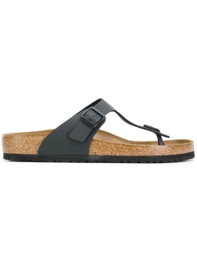 Birkenstock Gizeh Patent Leather Thong Sandals In Black