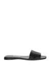 Max Mara Leather Logo-embossed Flat Sandals In Black