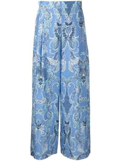 See By Chloé Paisley Silk Trousers In Blue