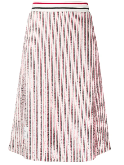 Thom Browne Rwb-stripe Mid-length Skirt In White