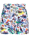 Polo Ralph Lauren Nautical Deco Bearwaiian-print Swim Shorts In White