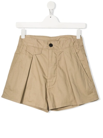 Dsquared2 Teen High-waisted Flared Shorts In Beige