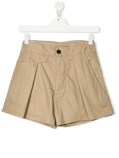 Dsquared2 Teen High-waisted Flared Shorts In Sabbia
