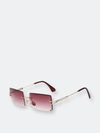 Fifth & Ninth Miami 58mm Rectangle Sunglasses In Gold/ Berry