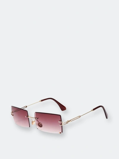 Fifth & Ninth Miami 58mm Rectangle Sunglasses In Gold/ Berry