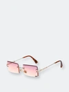 Fifth & Ninth Miami 58mm Rectangle Sunglasses In Gold/ Pink