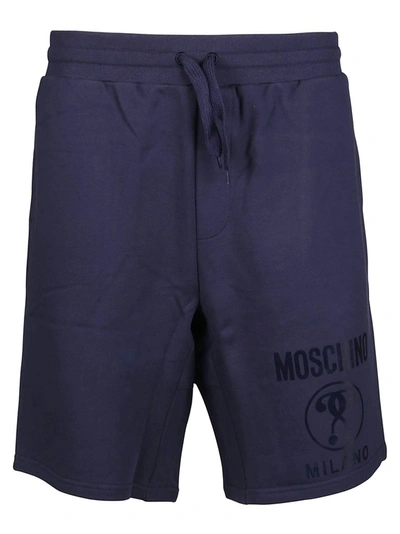 Moschino Double Question Mark Shorts In Blue In Dark Blue