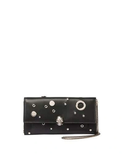 Alexander Mcqueen Studded Leather Wallet On A Chain, Black