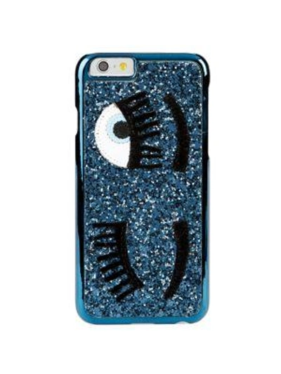 Chiara Ferragni Case Iphone 7plus With Glitter Eyes In Gnawed Blue