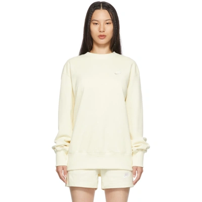 Nike Yellow Classic Fleece Sportswear Sweatshirt In White