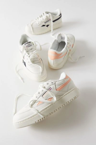 Reebok Club C Double Sneakers In Off White With Orange Details In Light Orange