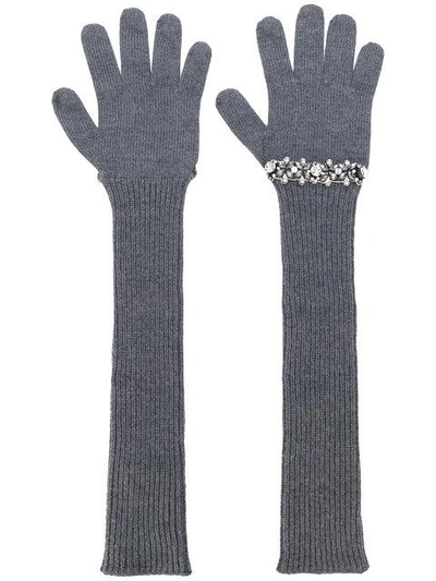 N°21 Sequinned Ribbed Gloves In 8995