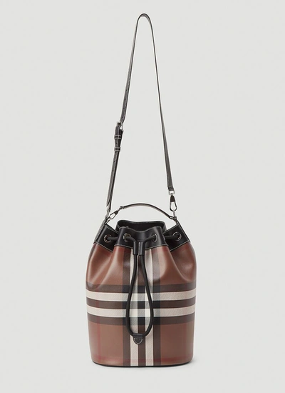 Burberry Check Print Drawcord Tote Bag In Brown