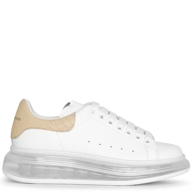 Alexander Mcqueen White And Beige Classic Leather Sneakers