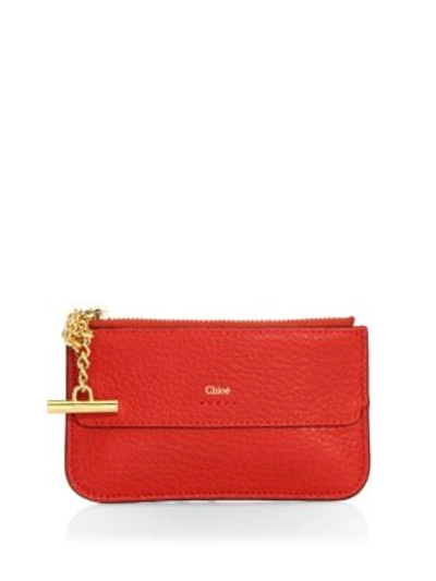 Chloé Drew Leather Card Holder In Red