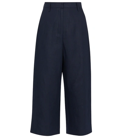 's Max Mara Nava Wide-leg High-rise Linen Trousers In Blu