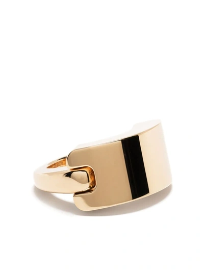 Bottega Veneta Curve Plaque Ring In Gold