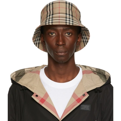 Burberry Vintage-check Cotton-blend Twill Bucket Hat In Archive Beige
