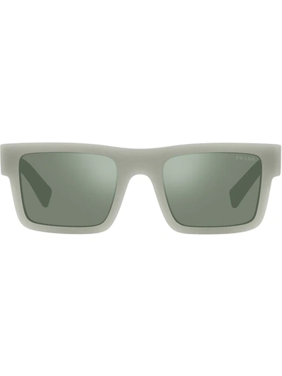 Prada Pr 19ws Ardesia Unisex Sunglasses In Green Mirror Internal Silver