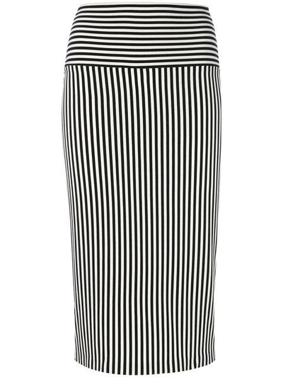 Norma Kamali Striped Pencil Skirt In Black