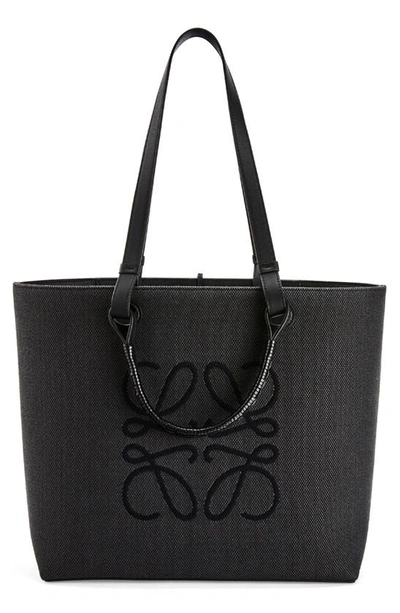 Loewe Womens Anthracite/black Anagram Small Leather Tote Bag 1size In Anthracite/ Black