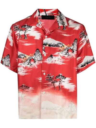 Amiri Relaxed Fit Faded Aloha Short Sleeve Button-up Shirt In Red