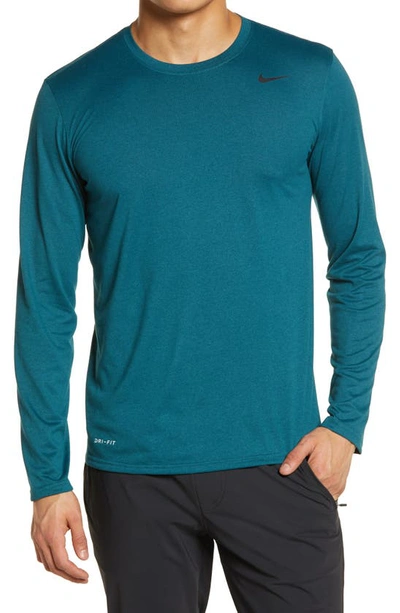 Nike Legend Long Sleeve Dri-fit Training T-shirt In Dark Teal - Main Image